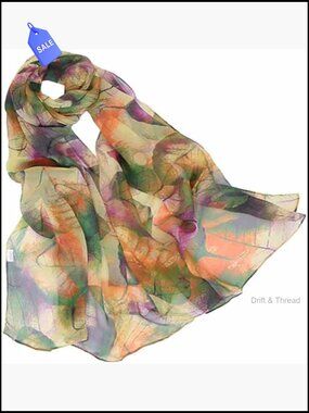 Lightweight Polyester Scarf 63x20 Inches Floral Pattern Shawl Wrap